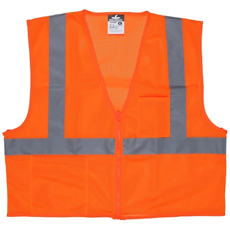 Mcr Safety Hi-Vis Economy Safety Vest L Class 2 , Zipper 2 Pockets VCL2MOPL
